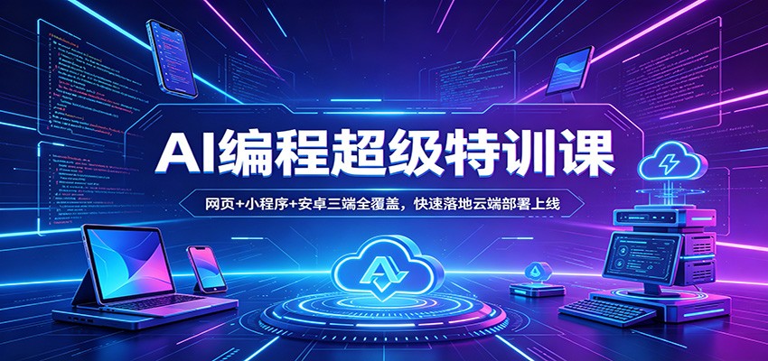 AI编程超级特训课：网页+小程序+安卓三端全覆盖，快速落地云端部署上线-鑫梵淘
