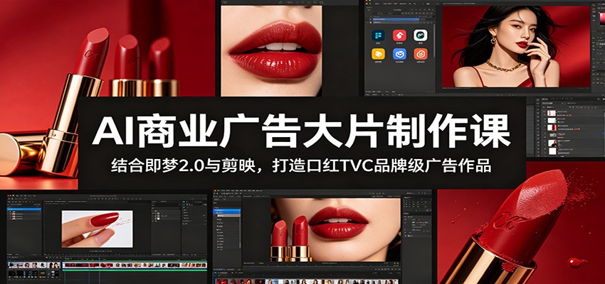 AI商业广告大片制作课：结合即梦2.0与剪映，打造口红TVC品牌级广告作品-鑫梵淘