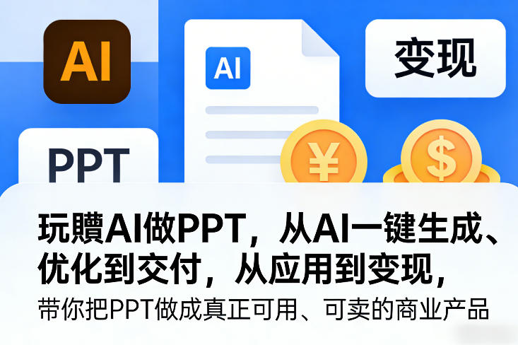 玩賺AI做PPT，从AI一键生成、优化到交付，从应用到变现，带你把PPT做成真正可用、可卖的商业产品(更新0421)-鑫梵淘