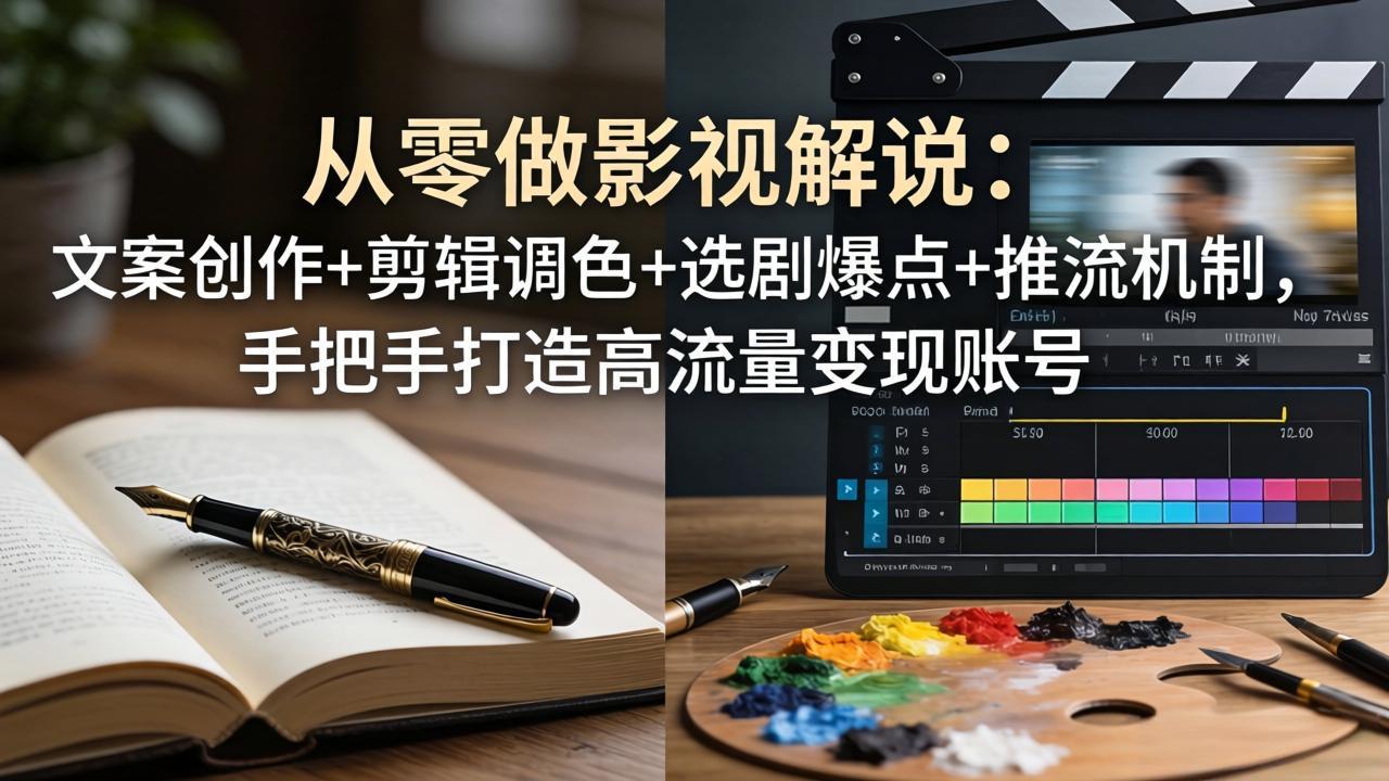 从零做影视解说：文案创作+剪辑调色+选剧爆点+推流机制，手把手打造高流量变现账号-鑫梵淘