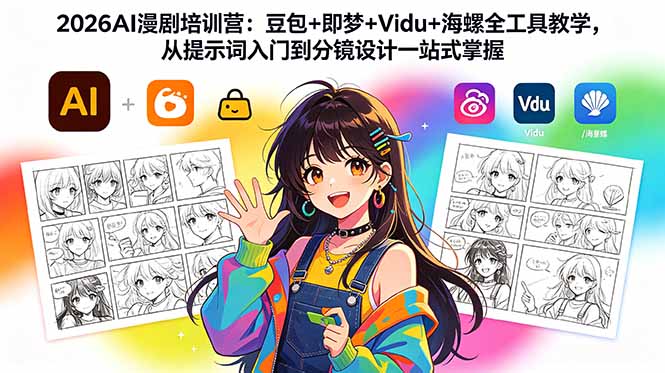 2026AI漫剧培训营：豆包+即梦+Vidu+海螺全工具教学，从提示词入门到分镜设计一站式掌握-鑫梵淘