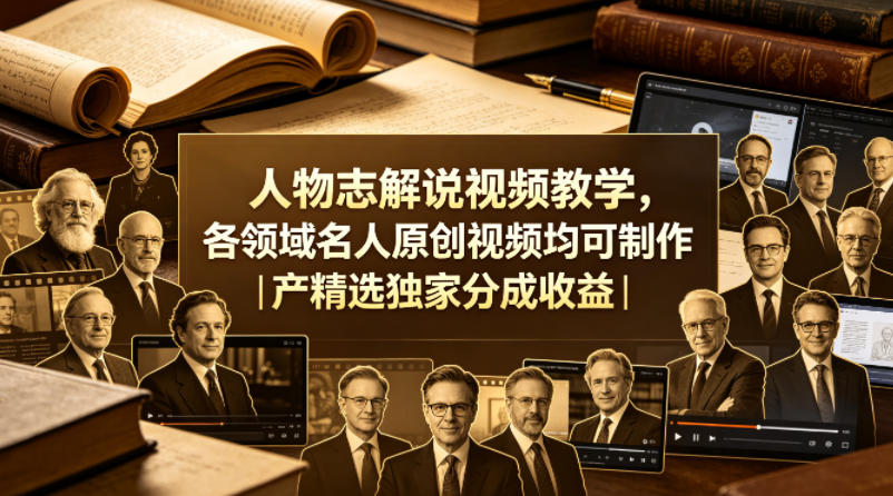 人物志解说视频教学，各领域名人原创视频均可制作丨精选独家分成收益(更新0430)-鑫梵淘