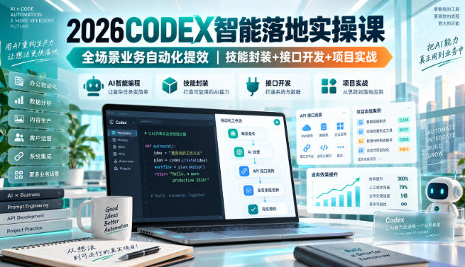 2026Codex智能落地实操课，全场景业务自动化提效，技能封装+接口开发+项目实战-鑫梵淘
