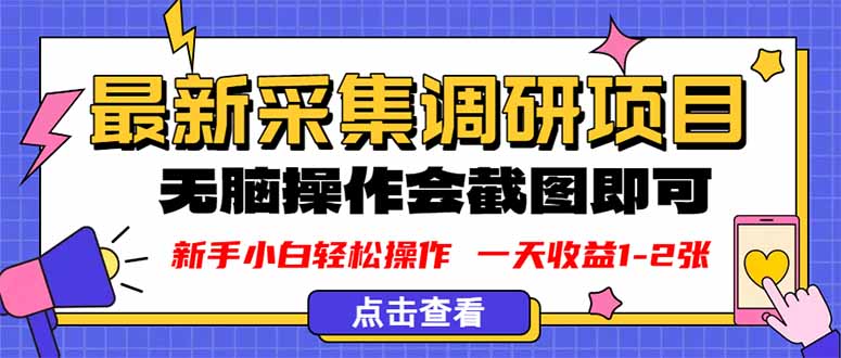新版采集调研项目，截图上传即可，无脑操作，日收益1-2张-鑫梵淘
