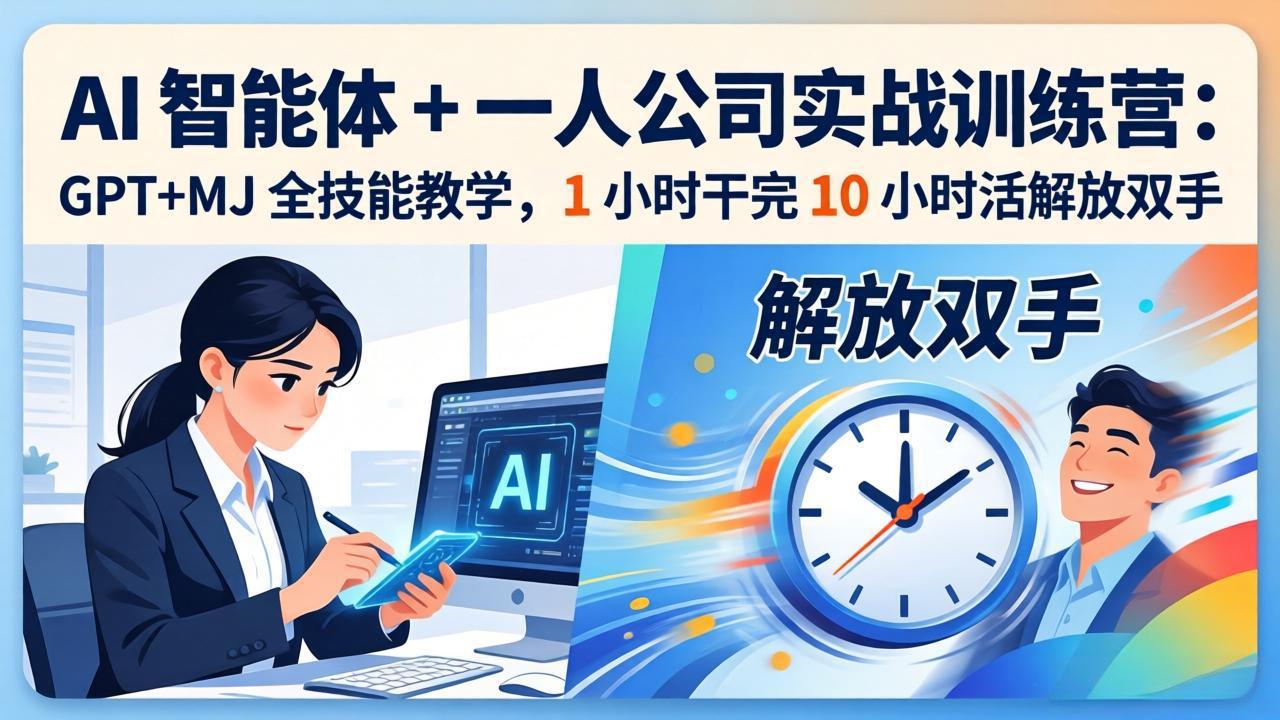 AI 智能体 + 一人公司实战训练营：GPT+MJ 全技能教学，1 小时干完 10 小时活解放双手-鑫梵淘