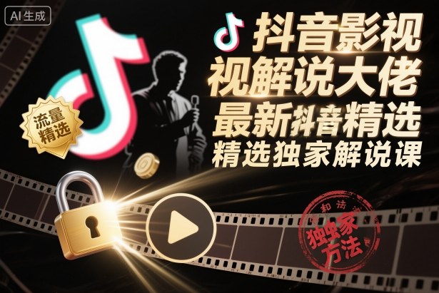 抖音影视解说大佬最新抖音进精选和独家方法，精选独家解说课(更新26年3月)-鑫梵淘