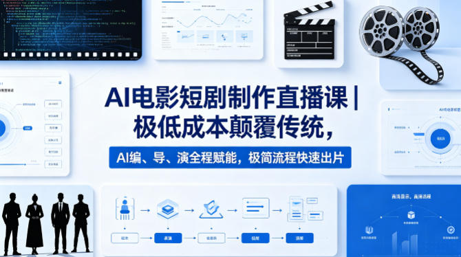 AI电影短剧制作直播课｜极低成本颠覆传统，AI编、导、演全程赋能，极简流程快速出片-鑫梵淘