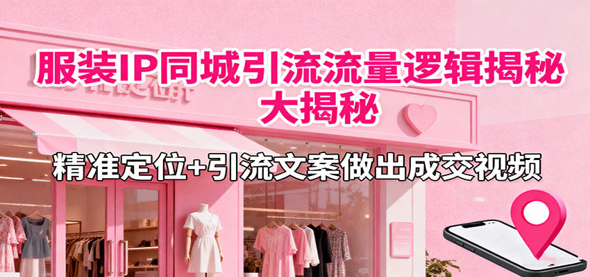 服装IP同城引流流量逻辑大揭秘，精准定位+引流文案做出成交视频-鑫梵淘