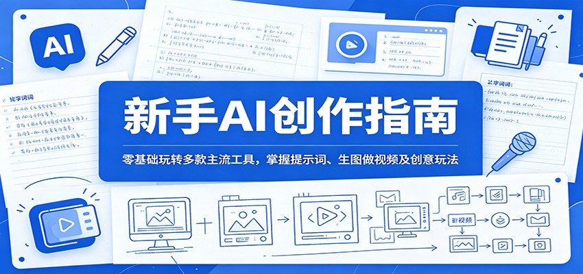 新手AI创作指南：零基础玩转多款主流工具，掌握提示词、生图做视频及创意玩法-鑫梵淘