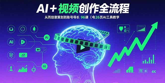 AI+短视频创作全流程：从创意策划到账号增长，96节课(含26项AI工具教学-鑫梵淘