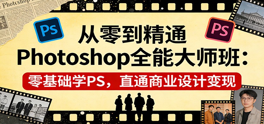 从零到精通Photoshop全能大师班：零基础学PS，直通商业设计变现-鑫梵淘