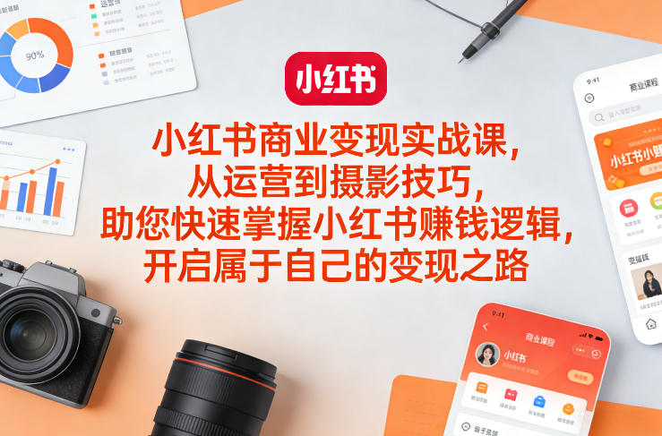 小红书商业变现实战课，从运营到摄影技巧，助您快速掌握小红书賺钱逻辑，开启属于自己的变现之路-鑫梵淘