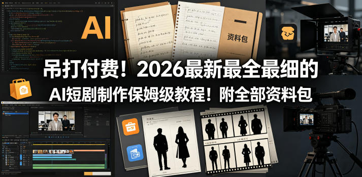吊打付费！2026最新最全最细的AI短剧制作保姆级教程！附全部资料包-鑫梵淘