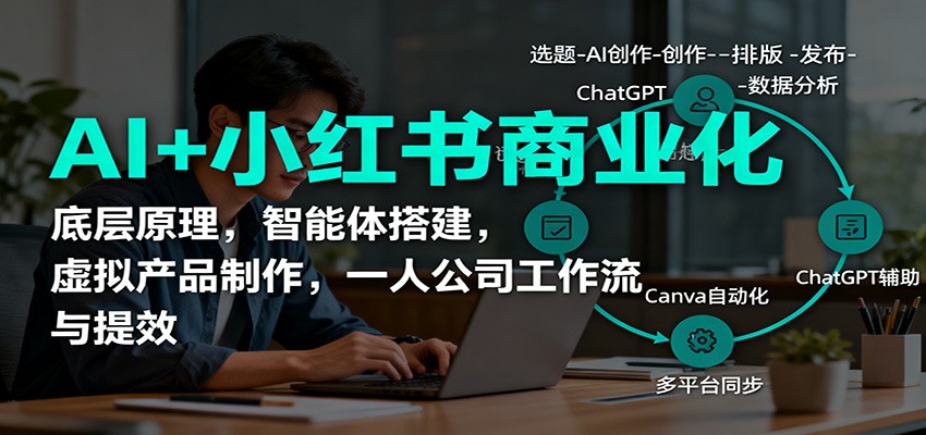AI+小红书商业化，底层原理，智能体搭建，虚拟产品制作，一人公司工作流与提效-鑫梵淘