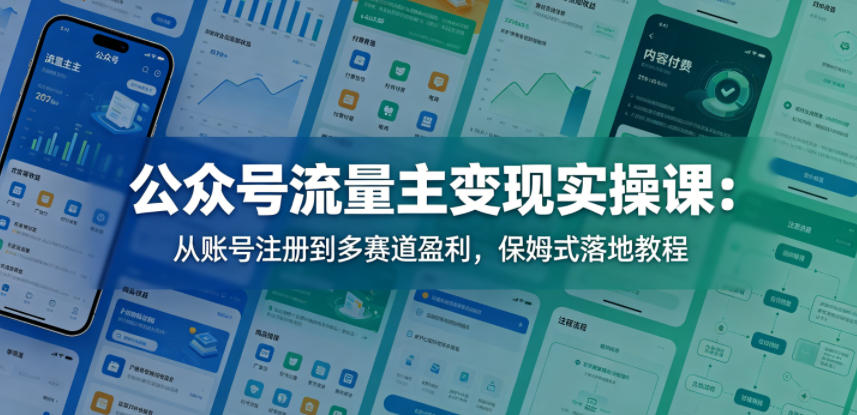 公众号流量主变现实操课：从账号注册到多赛道盈利，保姆式落地教程-鑫梵淘