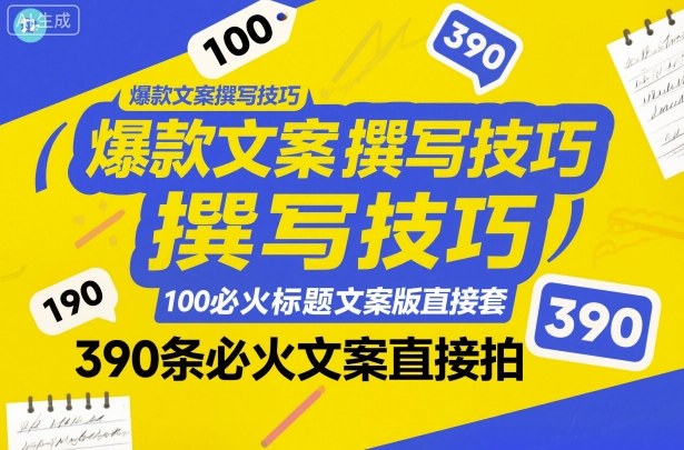 爆款文案撰写技巧，100个必火标题文案模版直接套，390条必火文案直接拍-鑫梵淘