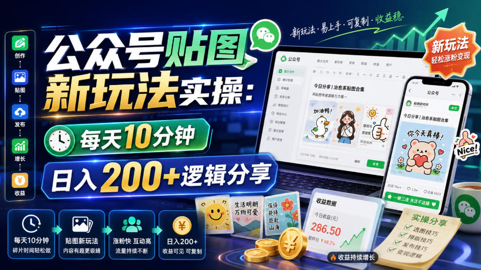 公众号贴图新玩法实操，每天10分钟，日入200+逻辑分享-鑫梵淘