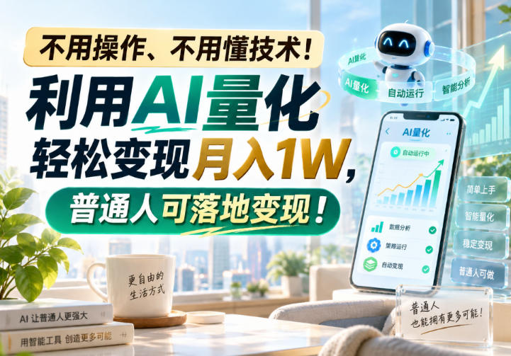 不用操作、不用懂技术！利用AI量化轻松变现月入1W，普通人可落地变现！【揭秘】-鑫梵淘