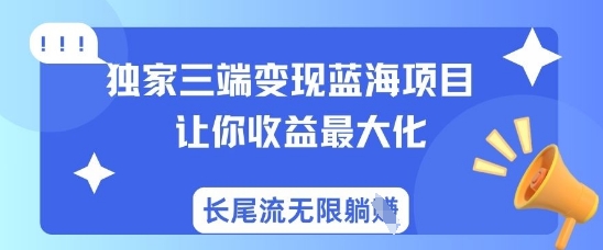 独家三端变现蓝海项目，让你收益最大化，长尾流无限躺挣-鑫梵淘