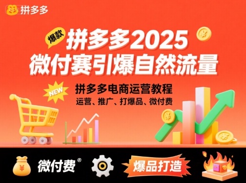 拼多多2025微付赛引爆自然流量，拼多多电商运营教程，运营、推广、打爆品、微付费-鑫梵淘