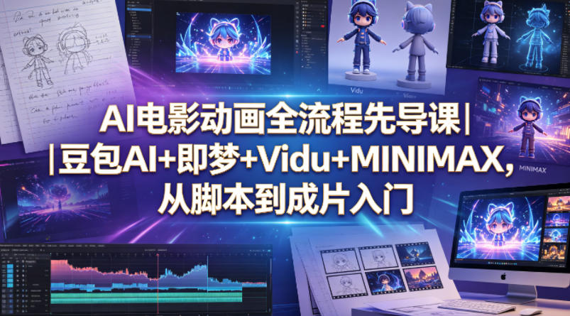 AI电影动画全流程先导课｜豆包AI+即梦+Vidu+MINIMAX，从脚本到成片入门-鑫梵淘
