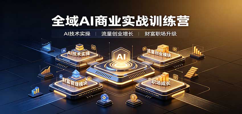 全域AI商业实战训练营：涵盖AI技术实操、流量创业、财富管理与职场成长全体系内容-鑫梵淘