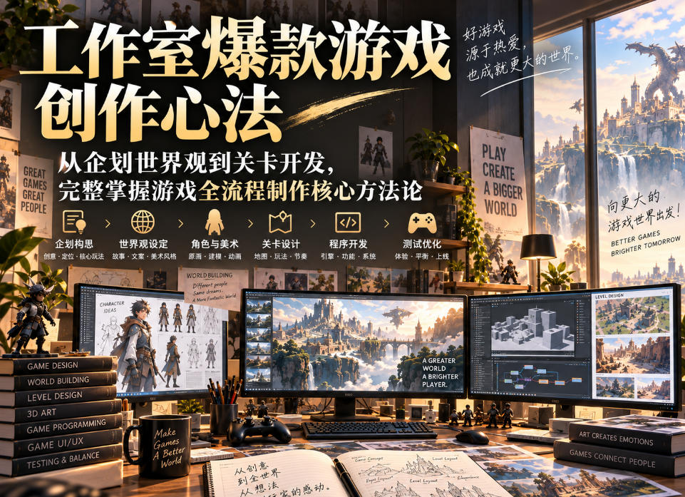 工作室爆款游戏创作心法｜从企划世界观到关卡开发，完整掌握游戏全流程制作核心方法论-鑫梵淘