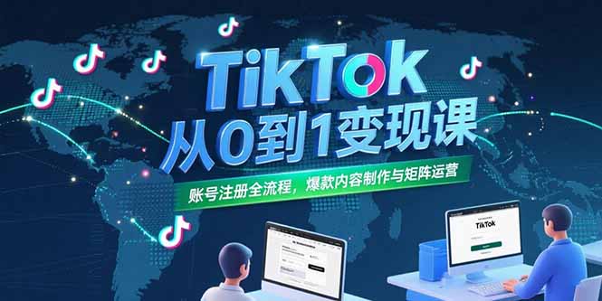 TikTok从0到1变现课，账号注册全流程，爆款内容制作与矩阵运营-鑫梵淘