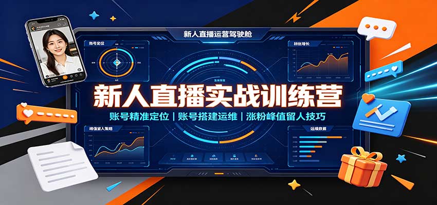 新人直播实战训练营：账号精准定位，账号搭建运维，涨粉峰值留人技巧-鑫梵淘