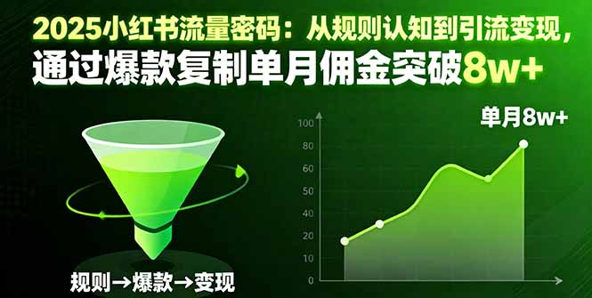 2025小红书流量密码：从规则认知到引流变现，通过爆款复制单月佣金突破8w+-鑫梵淘
