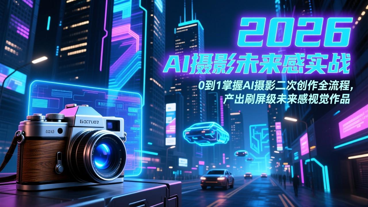 2026 AI摄影未来感实战：0到1掌握AI摄影二次创作全流程，产出刷屏级未来感视觉作品-鑫梵淘