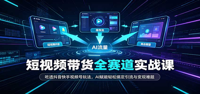 短视频带货全赛道：吃透抖音快手视频号玩法，AI赋能轻松搞定引流与变现难题-鑫梵淘