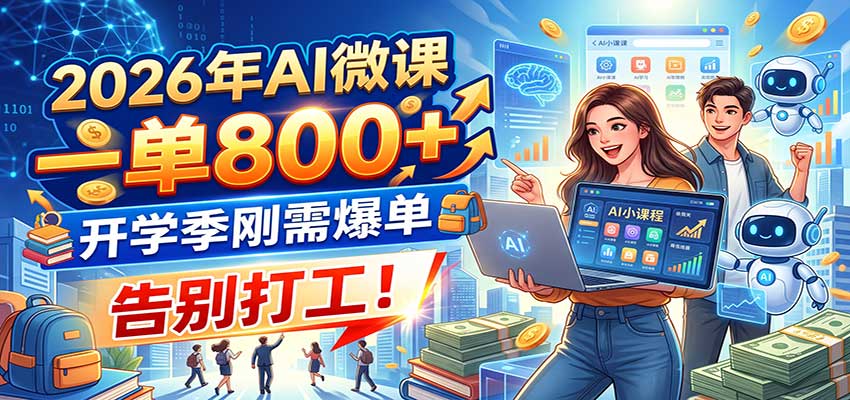 2026年AI微课,一单800+,开学季刚需爆单,告别打工!-鑫梵淘