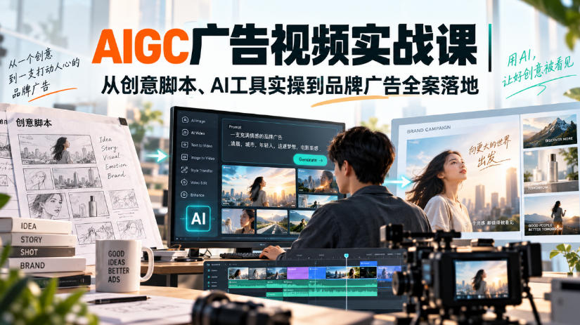 AIGC广告视频实战课｜从创意脚本、AI工具实操到品牌广告全案落地-鑫梵淘