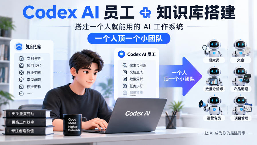 Codex AI员工+知识库搭建，搭建一个人就能用的AI工作系统，一个人顶一个小团队-鑫梵淘