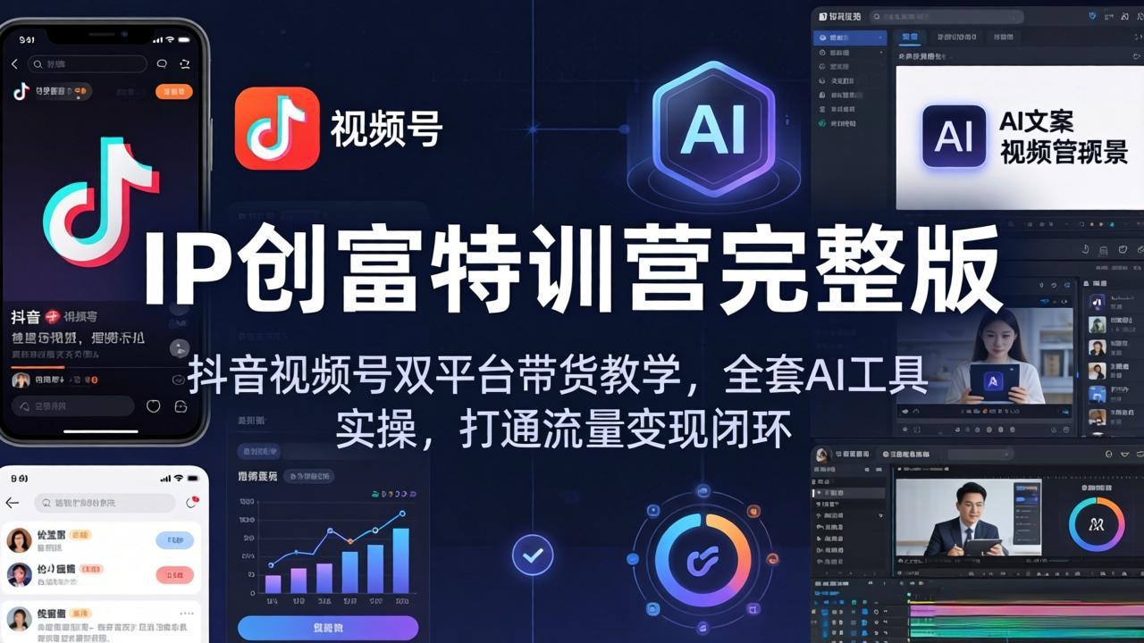 IP创富特训营完整版：抖音视频号双平台带货教学，全套AI工具实操，打通流量变现闭环-鑫梵淘