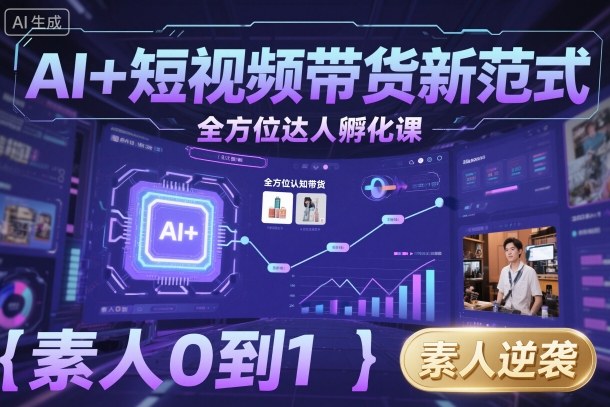AI+短视频带货新范式全方位达人孵化课，素人也可以从0到1，全方位认知短视频带货-鑫梵淘