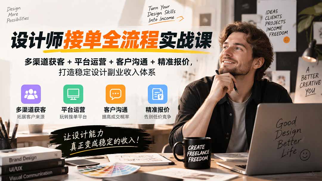 设计师接单全流程实战课-无水印｜多渠道获客+平台运营+客户沟通+精准报价，打造稳定设计副业收入体系-鑫梵淘