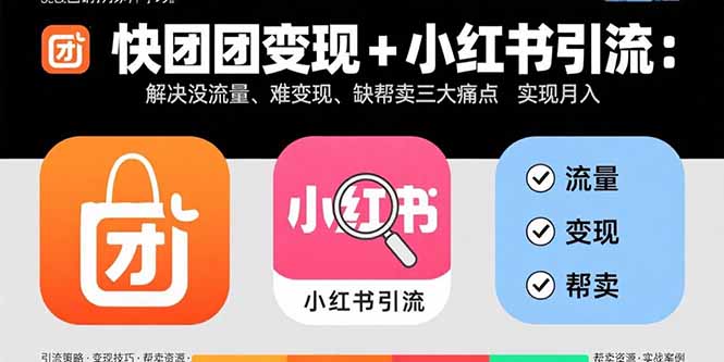 快团团变现+小红书引流：解决没流量、难变现、缺帮卖三大痛点 实现月入3w+-鑫梵淘