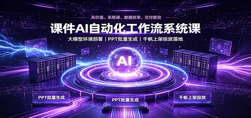 课件AI自动化工作流系统课：大模型环境部署，PPT批量生成，千帆上架投放落地-鑫梵淘