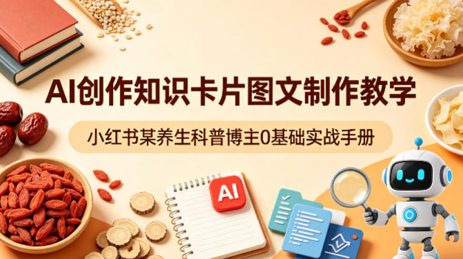 AI创作知识卡片图文制作教学，小红书某养生科普博主0基础实战手册-鑫梵淘