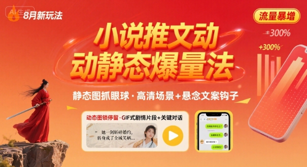 8月小说推文全新玩法，动静态图片+搭配小说文案爆量玩法-鑫梵淘