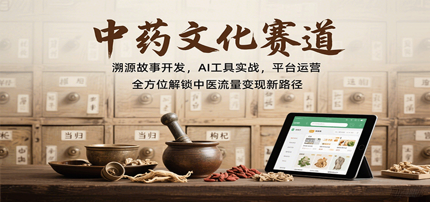 中药文化赛道：溯源故事开发，AI工具实战，平台运营，全方位解锁中医流量变现新路径-鑫梵淘