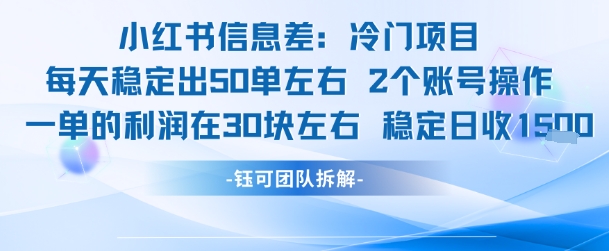 小红书信息差冷门项目一单利润30块每天稳定1.5k左右2个账号操作-鑫梵淘