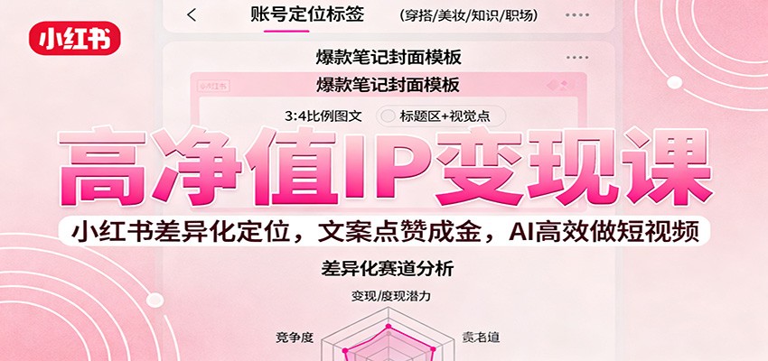 高净值IP变现课：小红书差异化定位，文案点赞成金， AI高效做短视频-鑫梵淘