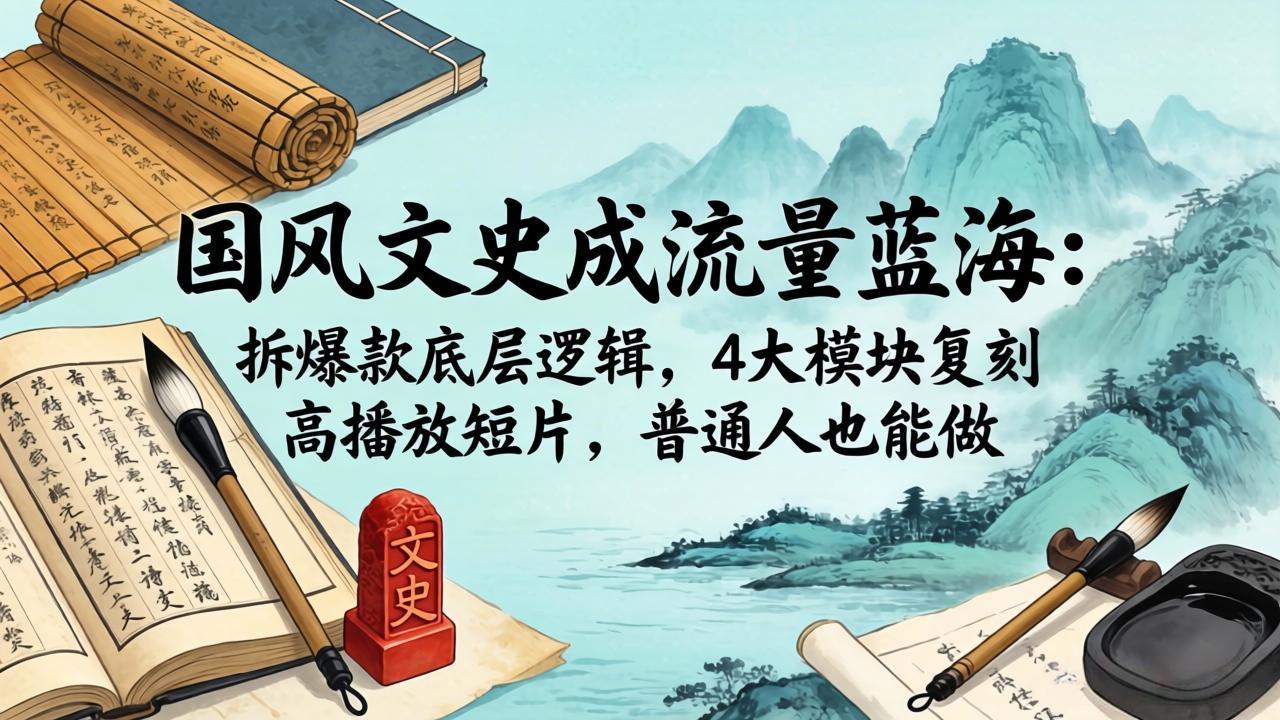 国风文史成流量蓝海：拆爆款底层逻辑，4大模块复刻高播放短片，普通人也能做-鑫梵淘