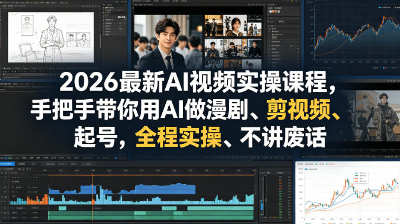 2026最新AI视频实操课程，手把手带你用AI做漫剧、剪视频、起号，全程实操、不讲废话-鑫梵淘