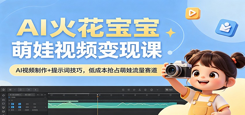 AI火花宝宝萌娃视频变现课：AI视频制作+提示词技巧，低成本抢占萌娃流量赛道-鑫梵淘