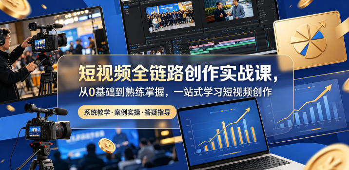 短视频全链路创作实战课，从0基础到熟练掌握，一站式学习短视频创作-鑫梵淘