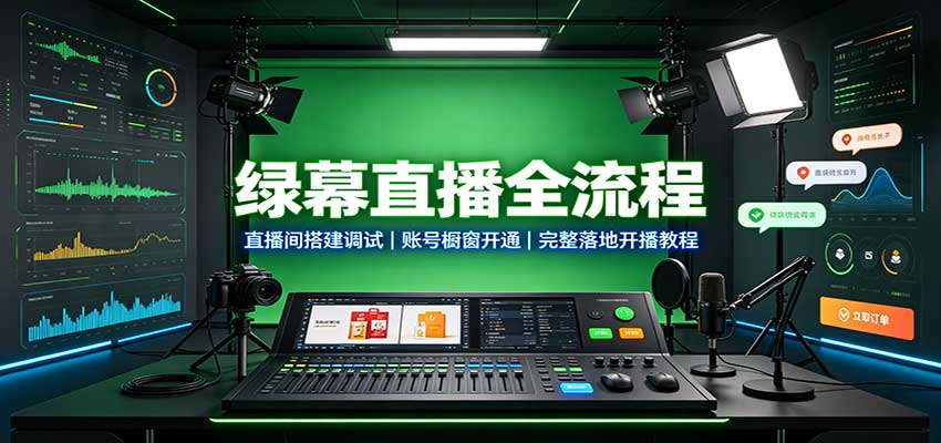 绿幕直播全流程：直播间搭建调试，账号橱窗开通，完整落地开播教程-鑫梵淘